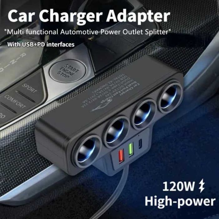Разклонител за запалка 3в1 с 4 Гнезда - 12/24V