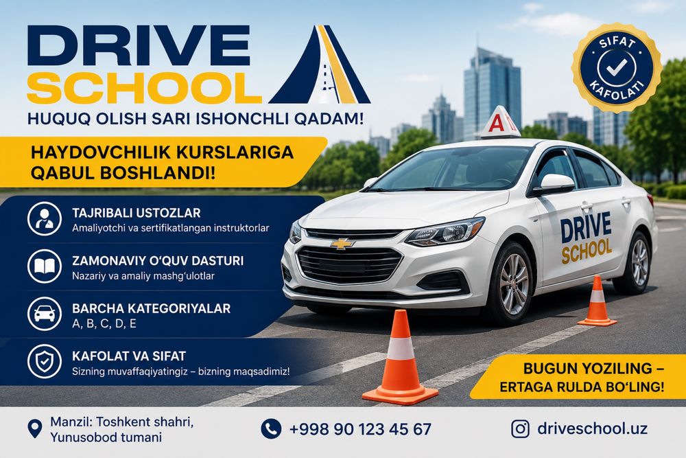 Haydovchilik kurslariga qabul boshlandi!
