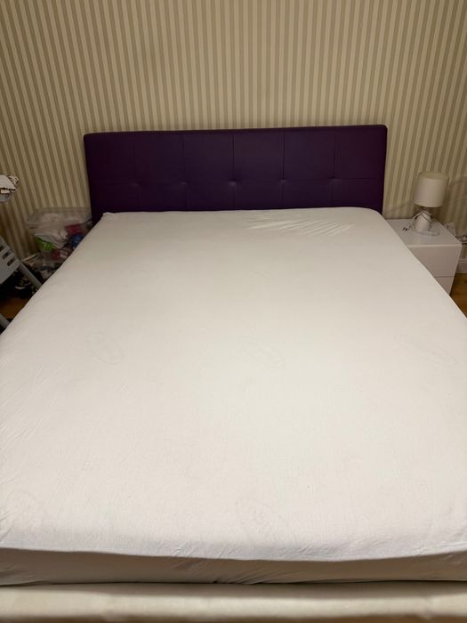 Pat tapițat cu ladă 160x200 saltea inclusă