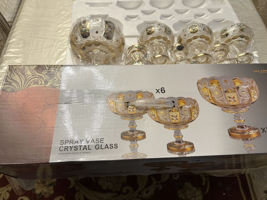 Хрустальная пасуда, набор из 7 предметов. Набор новый, в упаковке.