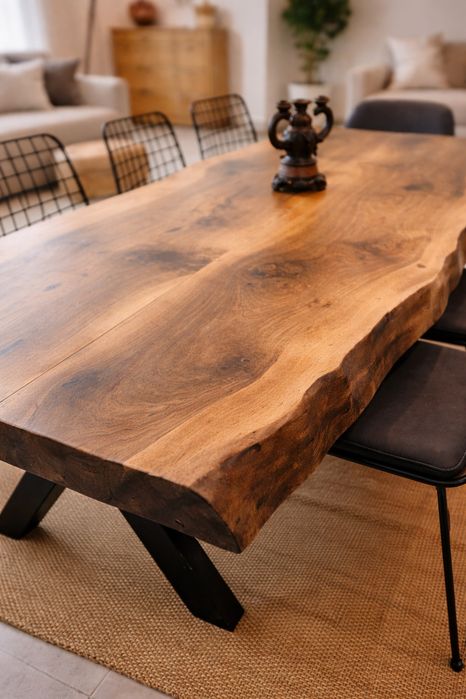 Masă Dining Live Edge - Stejar Masiv (5  cm) | Design Modern - de la ATP Wood