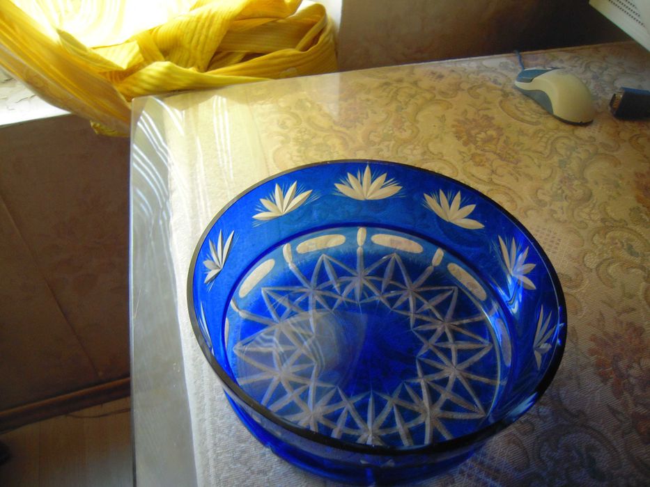 Хрустальная ваза для фруктов, СССР, винтаж, алмазная грань