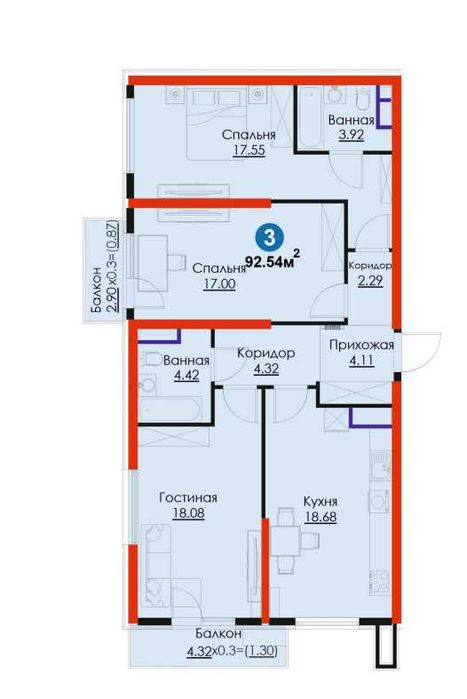 3 ком в центре города со скидкой 12% (CH)