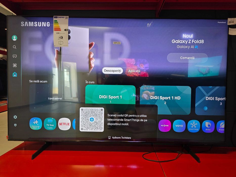 Televizor Smart SAMSUNG QLED 65Q7F 163 cm 4K Ultra HD 120Hz Quantum HDR WiFi Clasa E Garantie Reselecto
