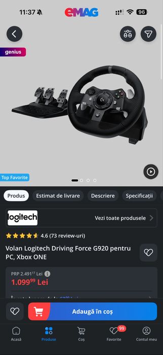 Logitech G920 cu Shifter