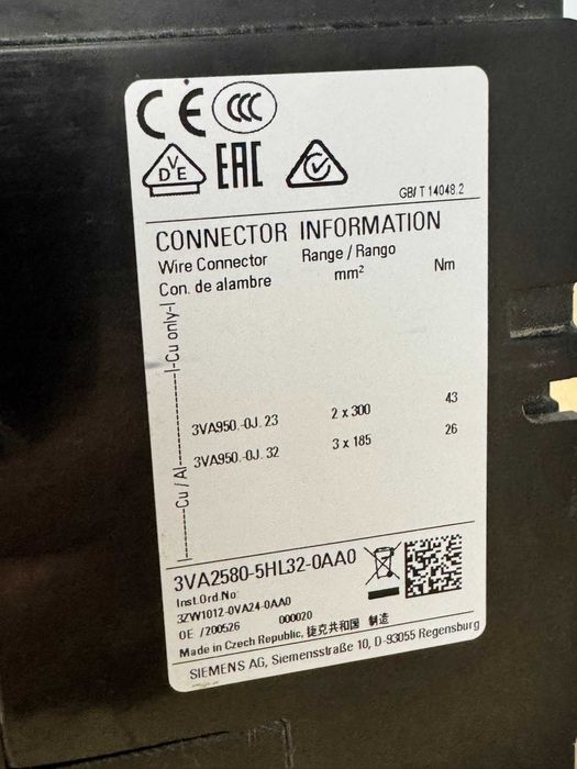 Întrerupător Automat Siemens 3VA2 800A (MCCB) - 3VA2580-5HL32-0AA0