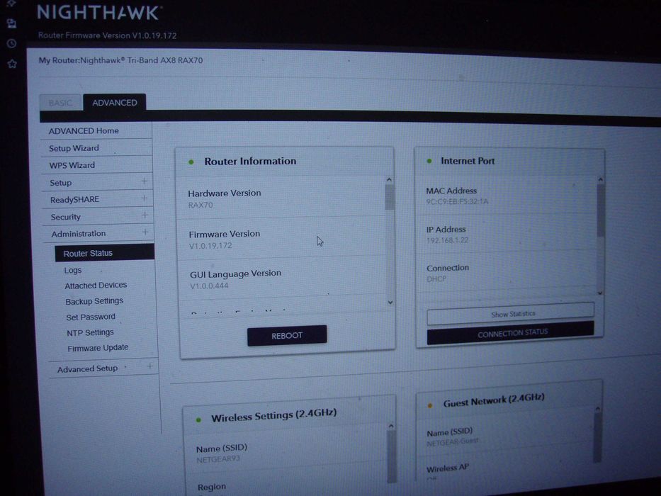 Router wireless Netgear Nighthawk RAX70 AX6600 wifi6