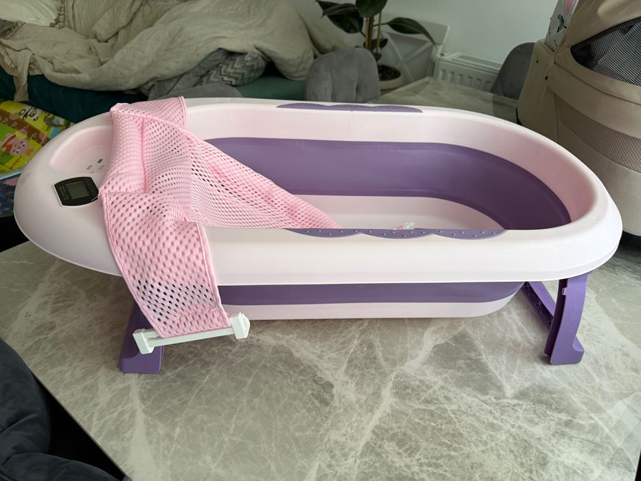 Cădiță bebe pliabilă Glossyss™ + accesorii – stare impecabilă