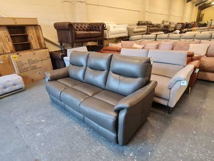 Сив кожен диван тройка "Albion"