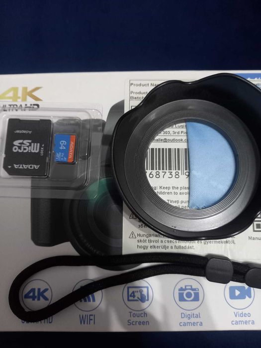 Aparat foto digital 4k, 64MP, NEUTILIZAT, card 64GB inclus--Ca nou.
