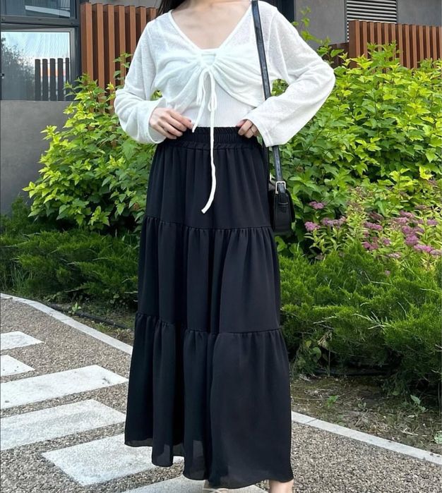 Черная юбка-макси