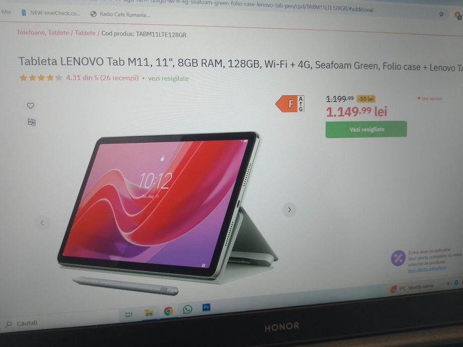 Lenovo Tab M11 8GB RAM 128GB 4G LTE Husa Originala