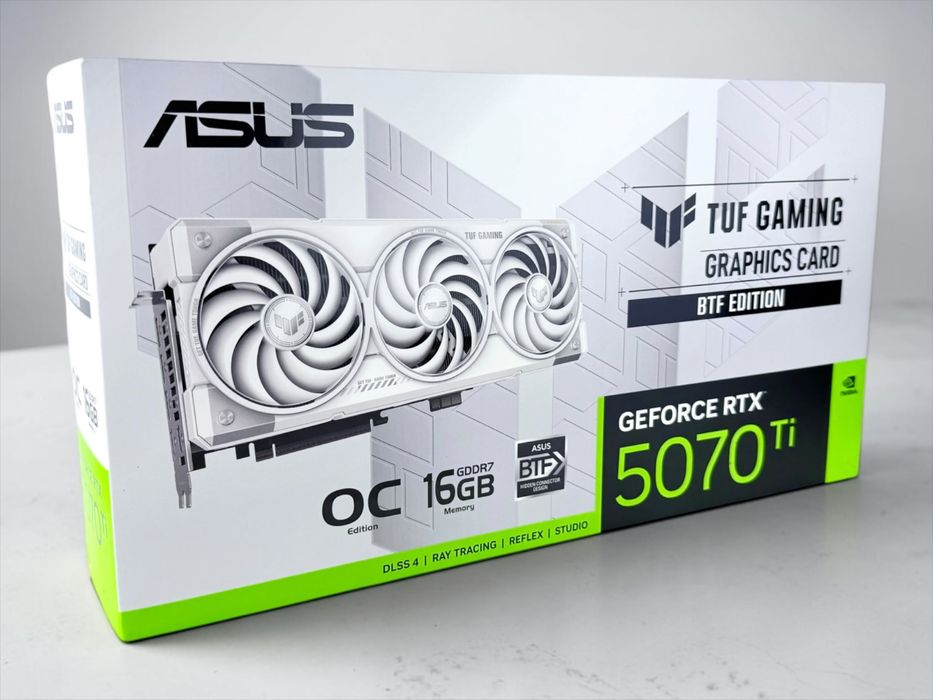 ASUS TUF Gaming GeForce RTX 5070 Ti BTF OC White 16GB GDDR7 ЧИСТО НОВА!