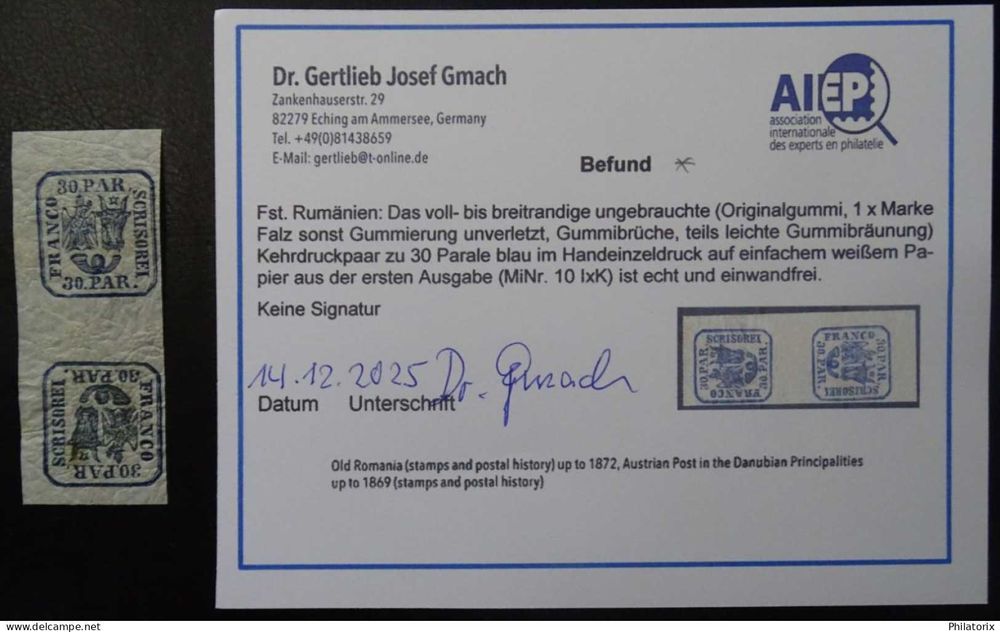 Romania LP 10a */** , Principatele unite I, Tipar de mana , Expertizat