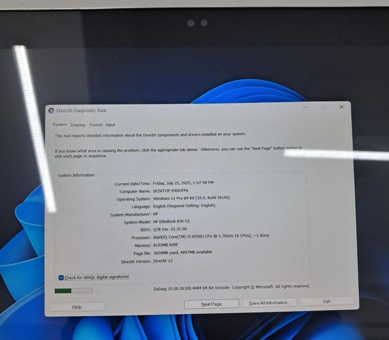 Laptop HP 15.6? FHD Intel Core i5-8350U 3.60GHz, 8G, 256GB SSD -N-