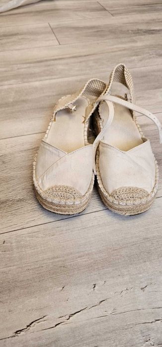 Sandale tip espadrile, din in, Zara, mărimea 37, interior 23.5 cm