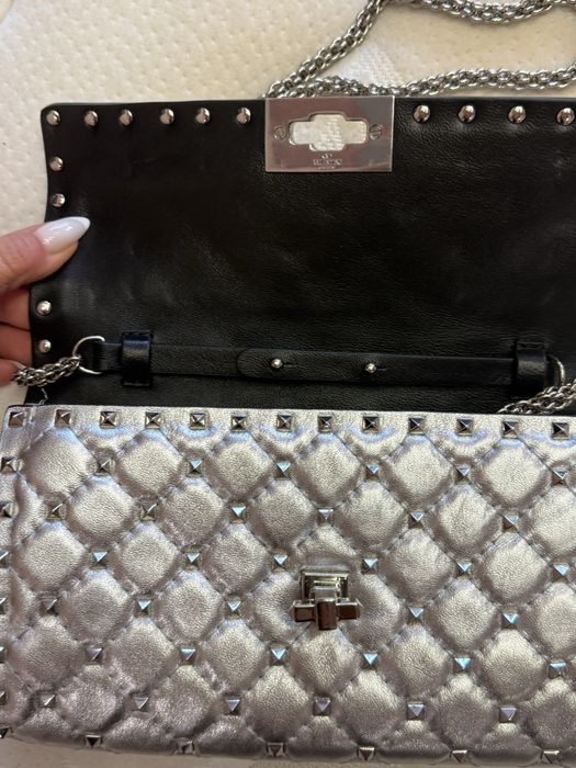 Valentino чанта ест кожа носена 2 пъти-лимитирана сребърна
