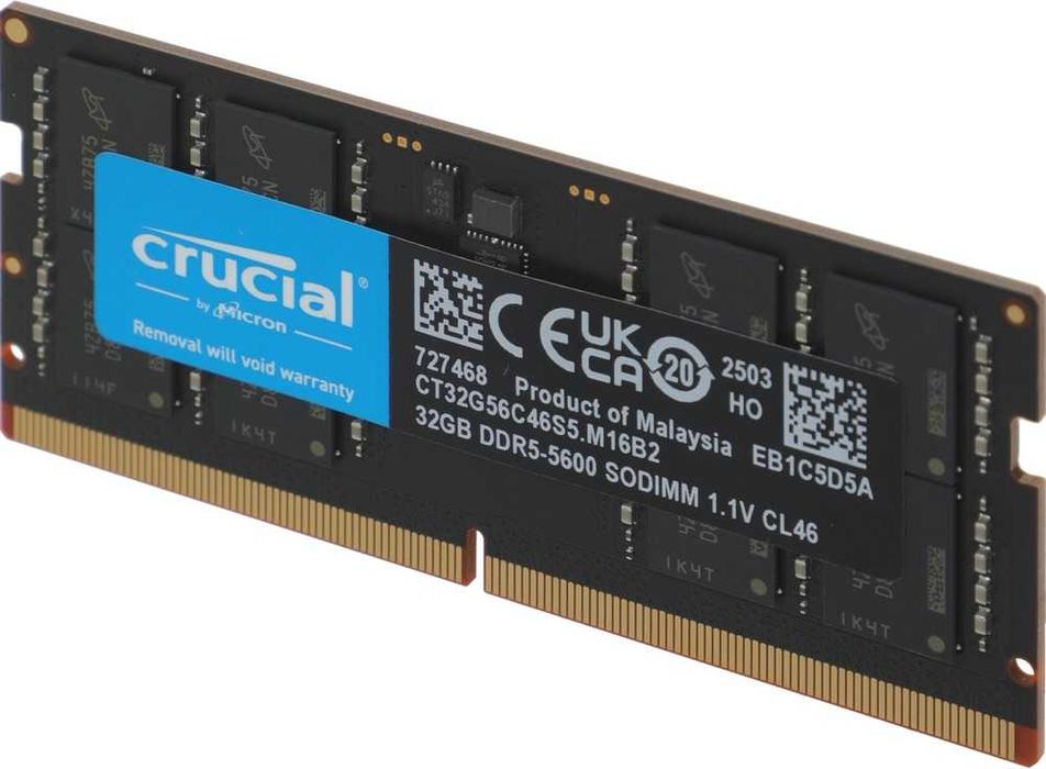 Оперативная память So-DIMM для ноутбука Crucial 1x32 ГБ DDR5 5600 Mhz