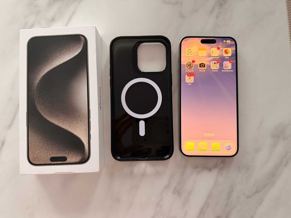 iPhone 15 Pro Max – 256GB | Stare foarte bună | Accesorii incluse