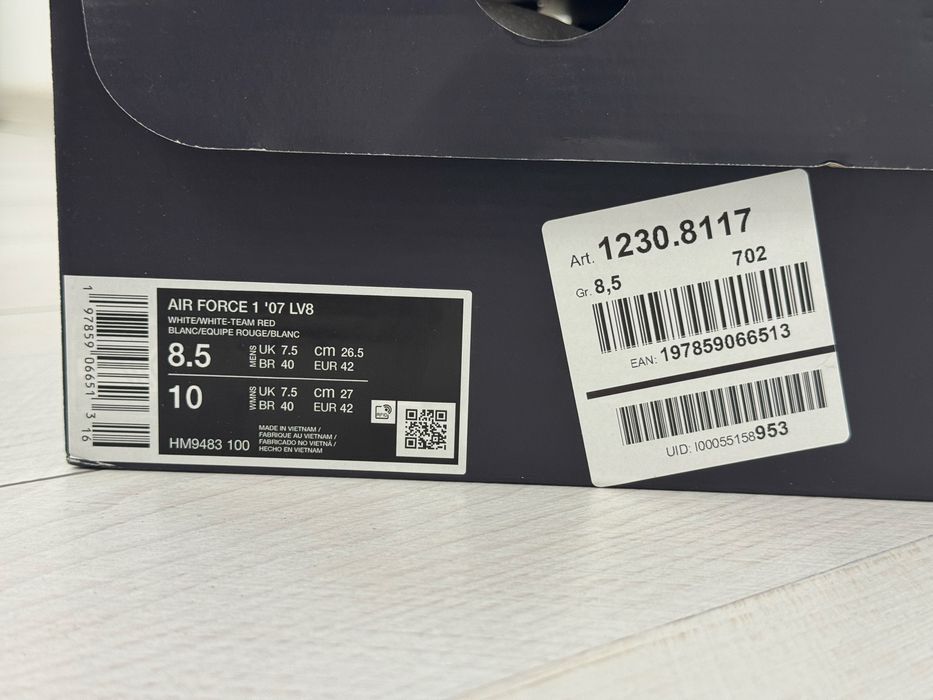 Nike Air Force 1 (alb/visiniu, 42)