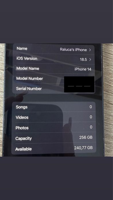 iPhone 14, 256 gb, 82% sănătatea bateriei