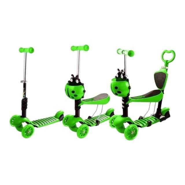 Trotineta 5 in 1 Buburuza, cu spatar, scaun si maner reglabil