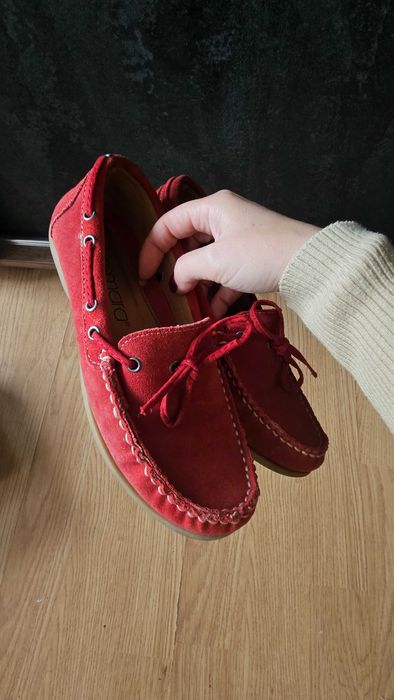 Esmara червени женски кожени мокасини размер 39 с оригинална кутия