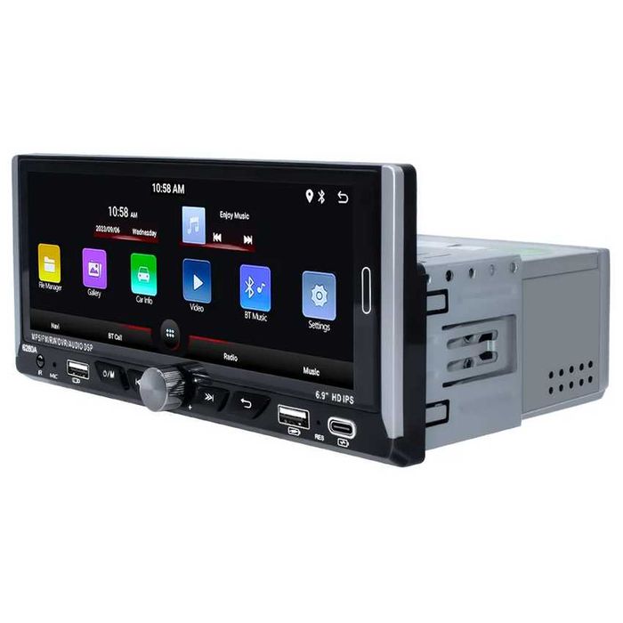 6.86” 1280*480 1-Din мултимедия с Android 15, RDS, RAM 4GB, 32GB ROM