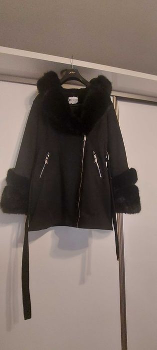 Дамско палто от високачествен екокосъм и велур