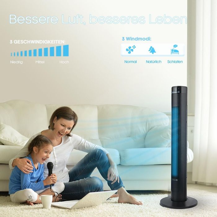 Вентилатор тип кула PureMate 97 см, 45W, Дистанционно управление