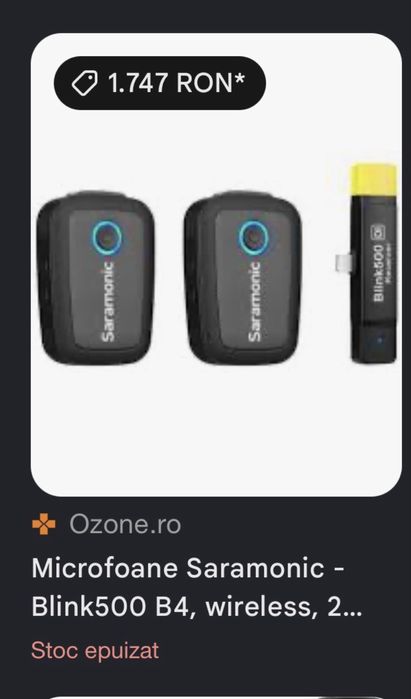 Microfon Wireless Saramonic Blink500 B6 – Nou, Sigilat