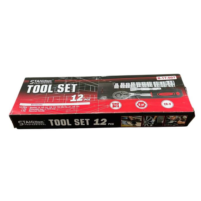 Комплект тресчотка с вложки STAHLMAYER – 12 части, 1/2" с удължител