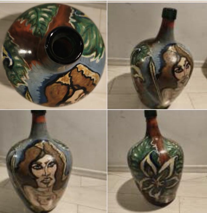 Damigeană sticlă pictată