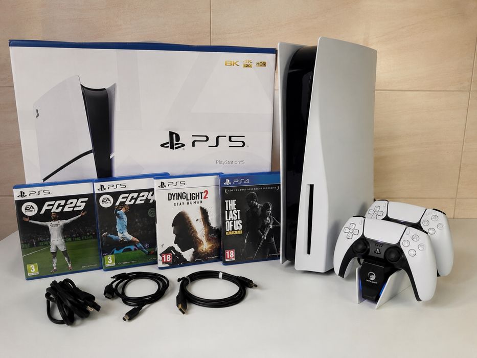 PlayStation 5 (PS5) с дисководом + 2 геймпада + игры + коробка
