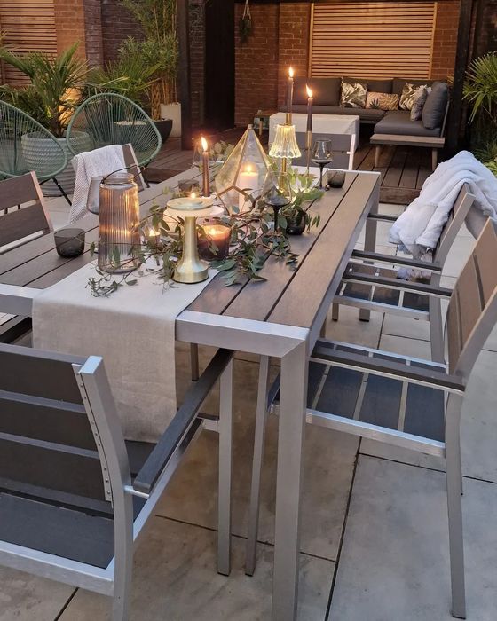 NOU Set 6 scaune de gradina VERNIO, negru-argintiu