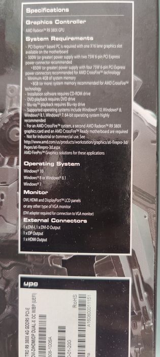 R9 380x AMD Radeon 4gb