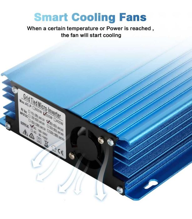 Инвертор 500W мрежов регулируем за фотоволтаични системи AC 220V нов