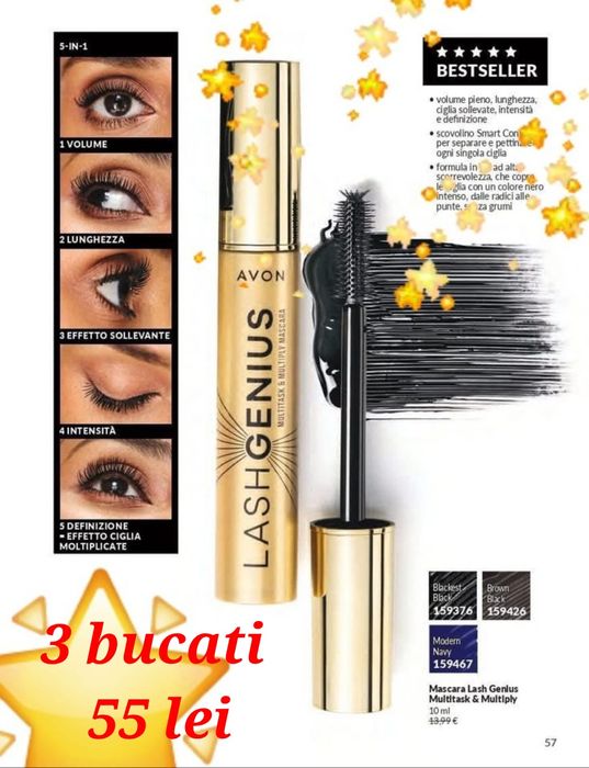 Mascara Lash Genius  Avon sigilat 3 bucati 55 lei