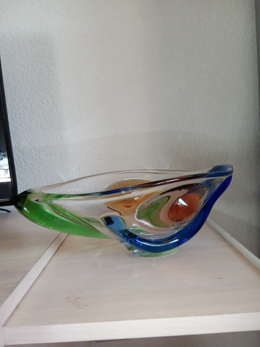 Ваза Лодья Богемия Чехия 70е годы Винтвж