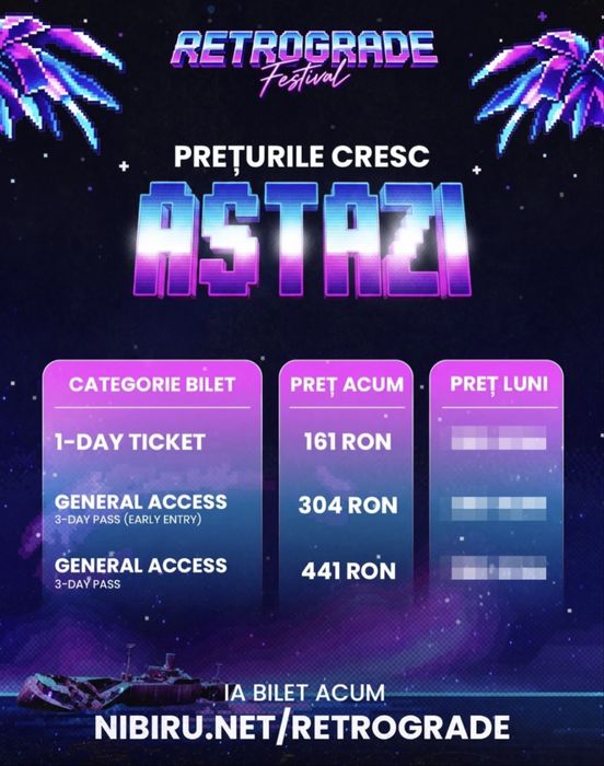 Bilet festival retrograde 30 august
