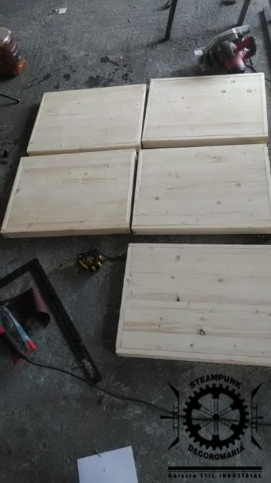 Rafturi in STIL INDUSTRIAL, blat lemn 10. ORICE DIMENSIUNE model 16