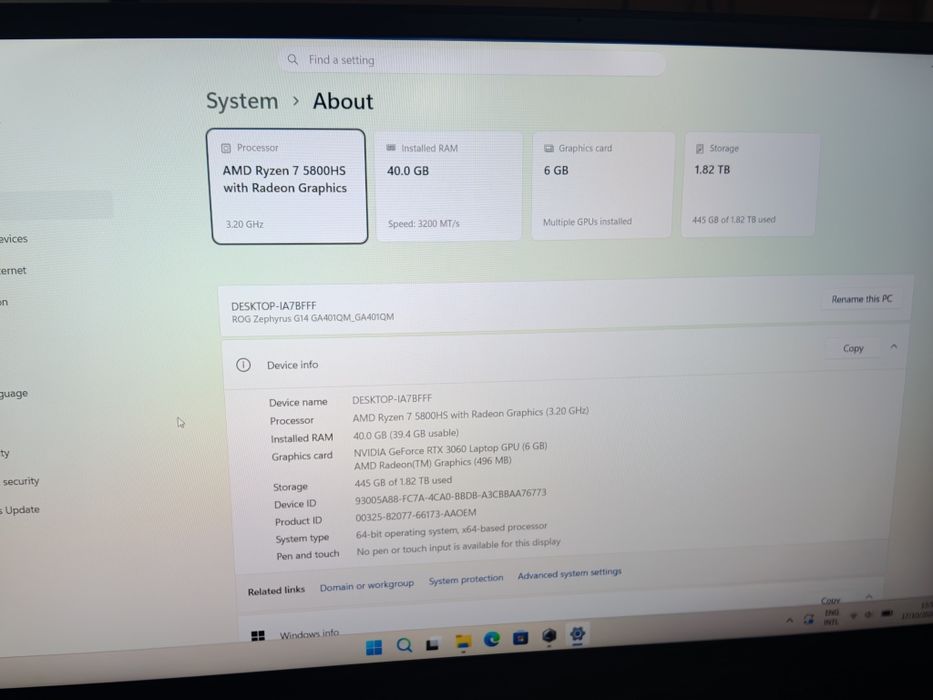 ROG Zephyrus G14 AniMe Matrix- Ryzen 7, RTX 3060, 40GB Ram, 2TB SSD - Ca nou!