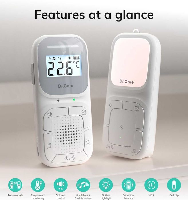 Преносим бебешки аудио монитор и звукова машина Dr.Care NeoGo