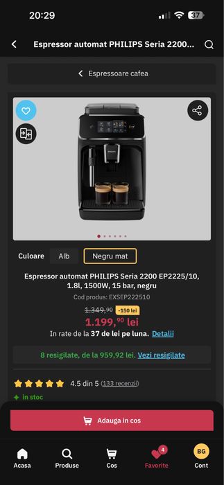 Vand espressor Philips Seie 2200 ca nou