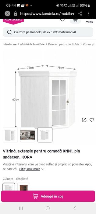 Vând mobila de supragerie, poziție pe colt formata din 3 componete