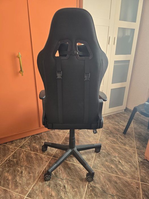 Геймърски ергономичен стол: Gaming Kring Gear, PU, Черен/Сив