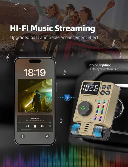 Nulaxy KM34'2023 Bluetooth FM трансмитер за автомобил,със зарядно и Flash Player