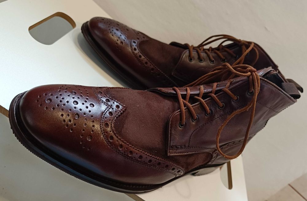 Ghete lace up 43 premium brogue Pat Calvin piele naturala moale