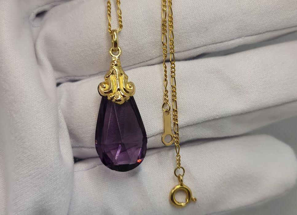 Pandant aur galben 18k cu ametist natural