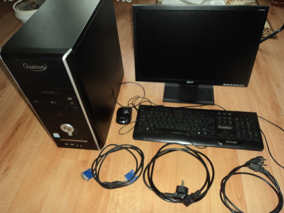 Компютър двуядрен, монитор, клавиатура, мишка